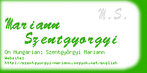 mariann szentgyorgyi business card